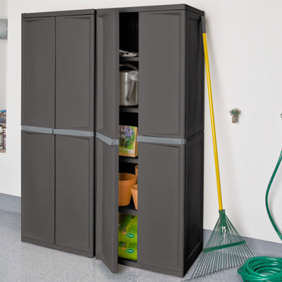 Sterilite Adjustable 4-Shelf Storage Cabinet with Doors, Gray (Open Box)