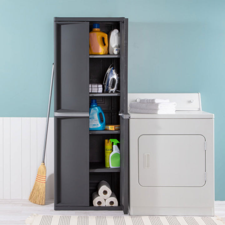 Sterilite 4 Shelf Plastic Storage Unit & Garage & Pantry Storage Cabinet, Gray - VMInnovations