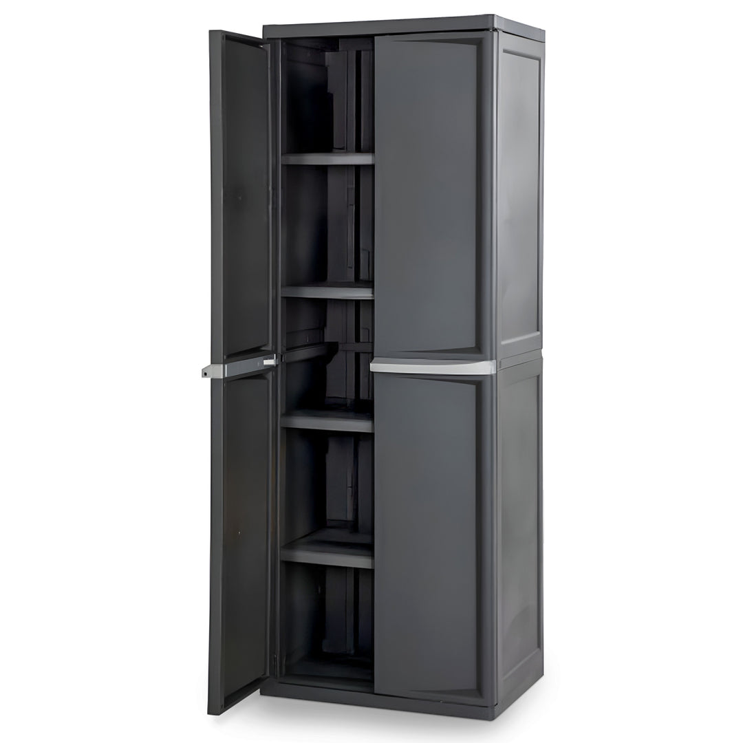 Sterilite 5 Shelf Plastic Storage Unit & Garage & Pantry Storage Cabinet, Gray