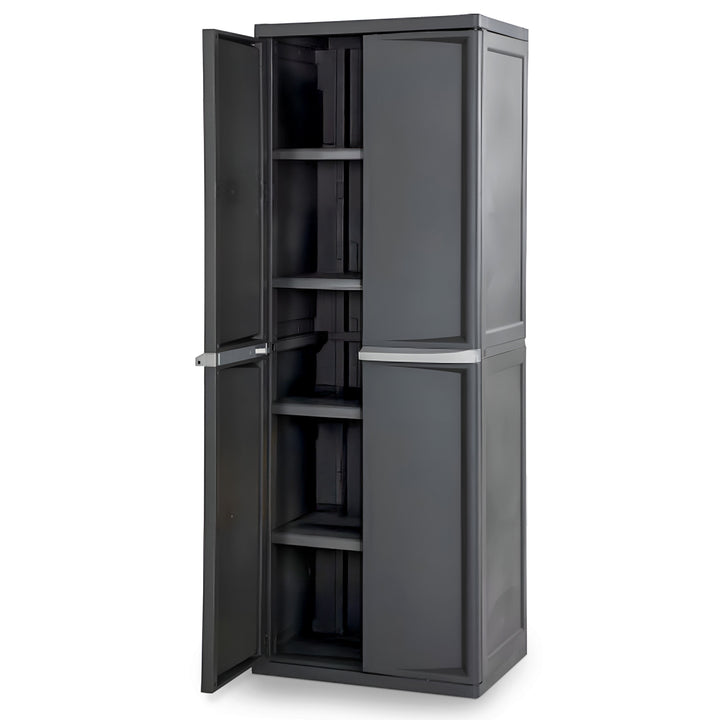 Sterilite 5 Shelf Plastic Storage Unit & Garage & Pantry Storage Cabinet, Gray
