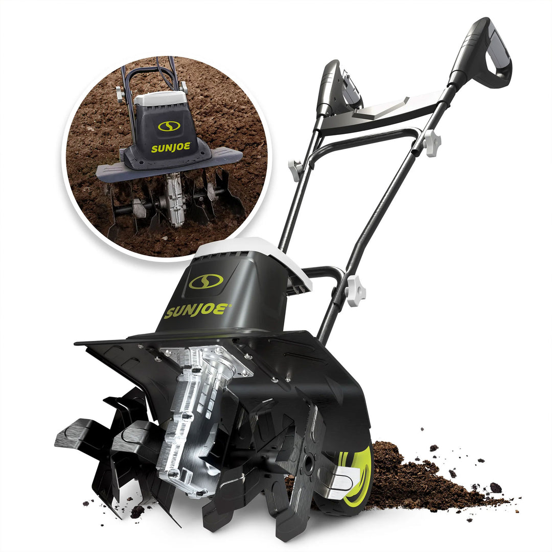 Sun Joe Electric Garden Tiller Cultivator, Steel Tines, 12 Amp, 16 Inch, Black