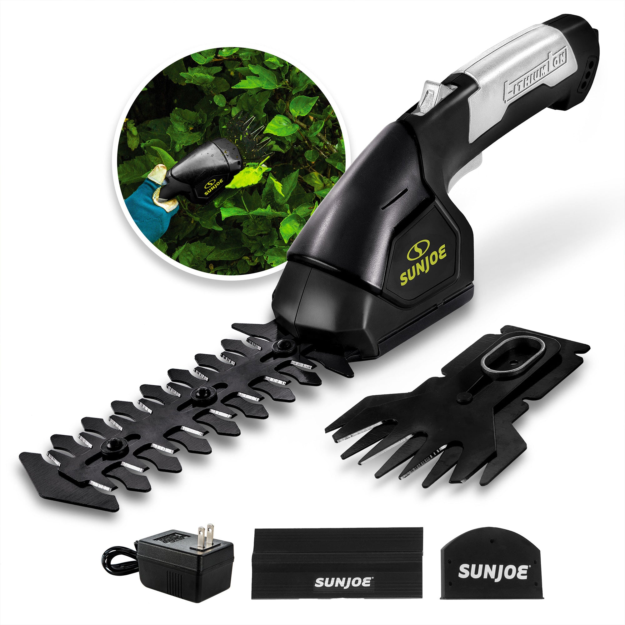 Sun Joe 7.2V Cordless Lightweight 2-In-1 Grass Shear + Hedge Trimmer (Open Box)