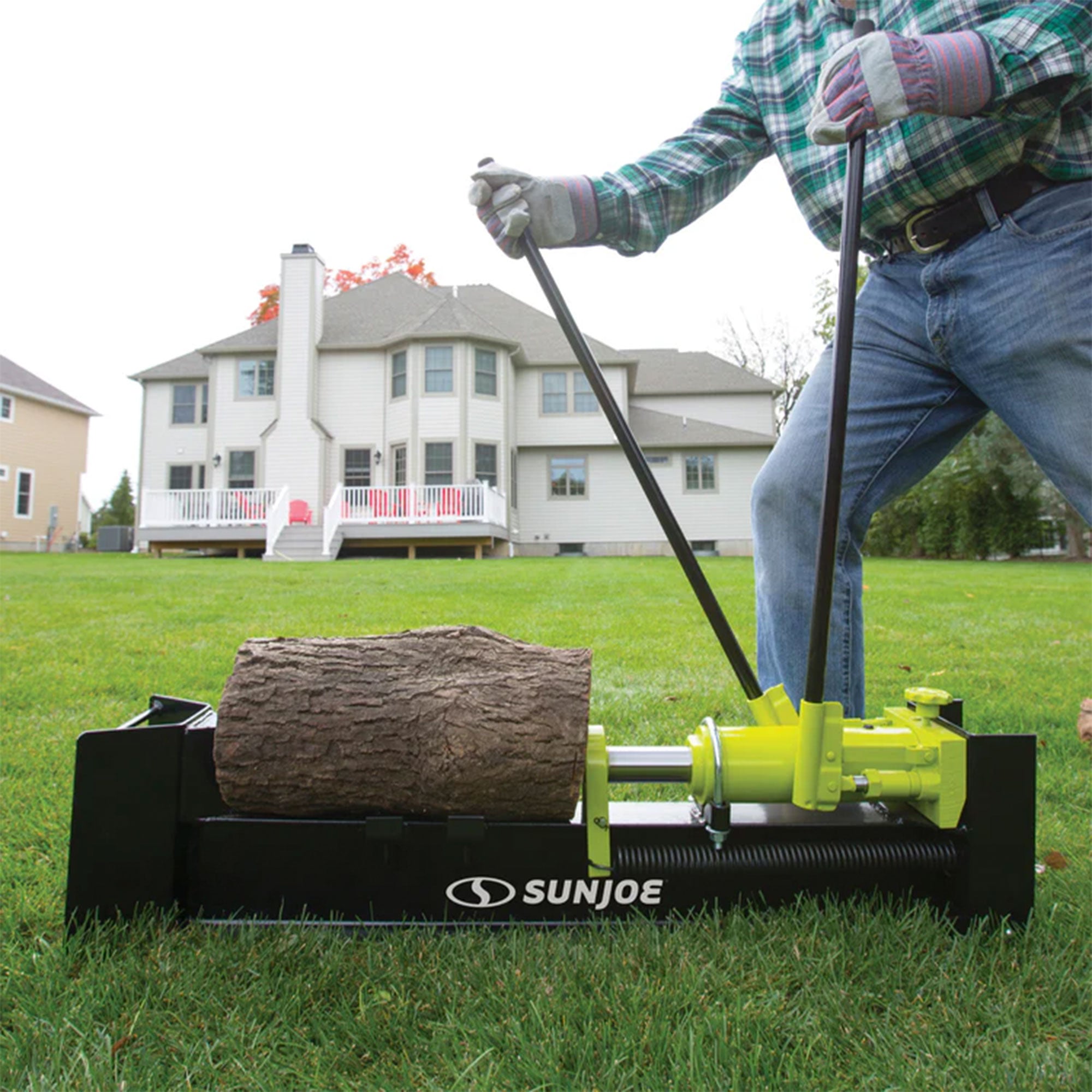 Sun Joe Hydraulic Steel Beam Log Splitter, 10 Ton Capacity, Green (Used) - VMInnovations