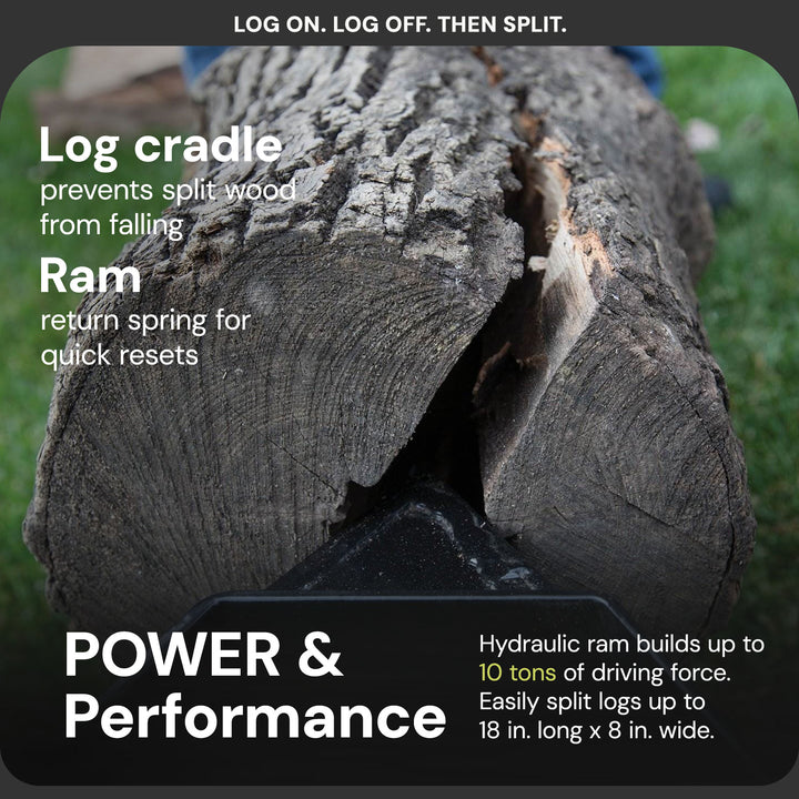 Sun Joe Hydraulic Steel Beam Log Splitter, 10 Ton Capacity Firewood Tool, LJ10M