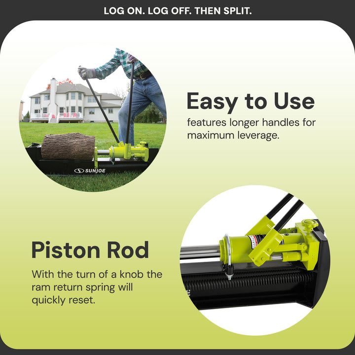 Sun Joe Hydraulic Steel Beam Log Splitter, 10 Ton Capacity, Green (Open Box) - VMInnovations