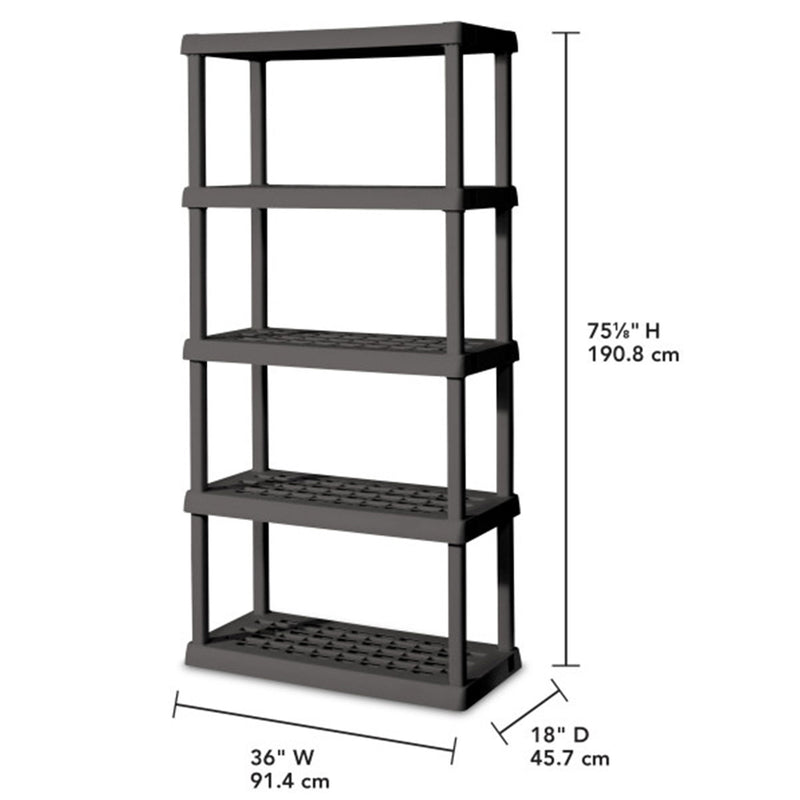 Sterilite 75.2 Inch Heavy Duty Durable 5 Shelf Ventilated Shelving Unit, 4 Pack