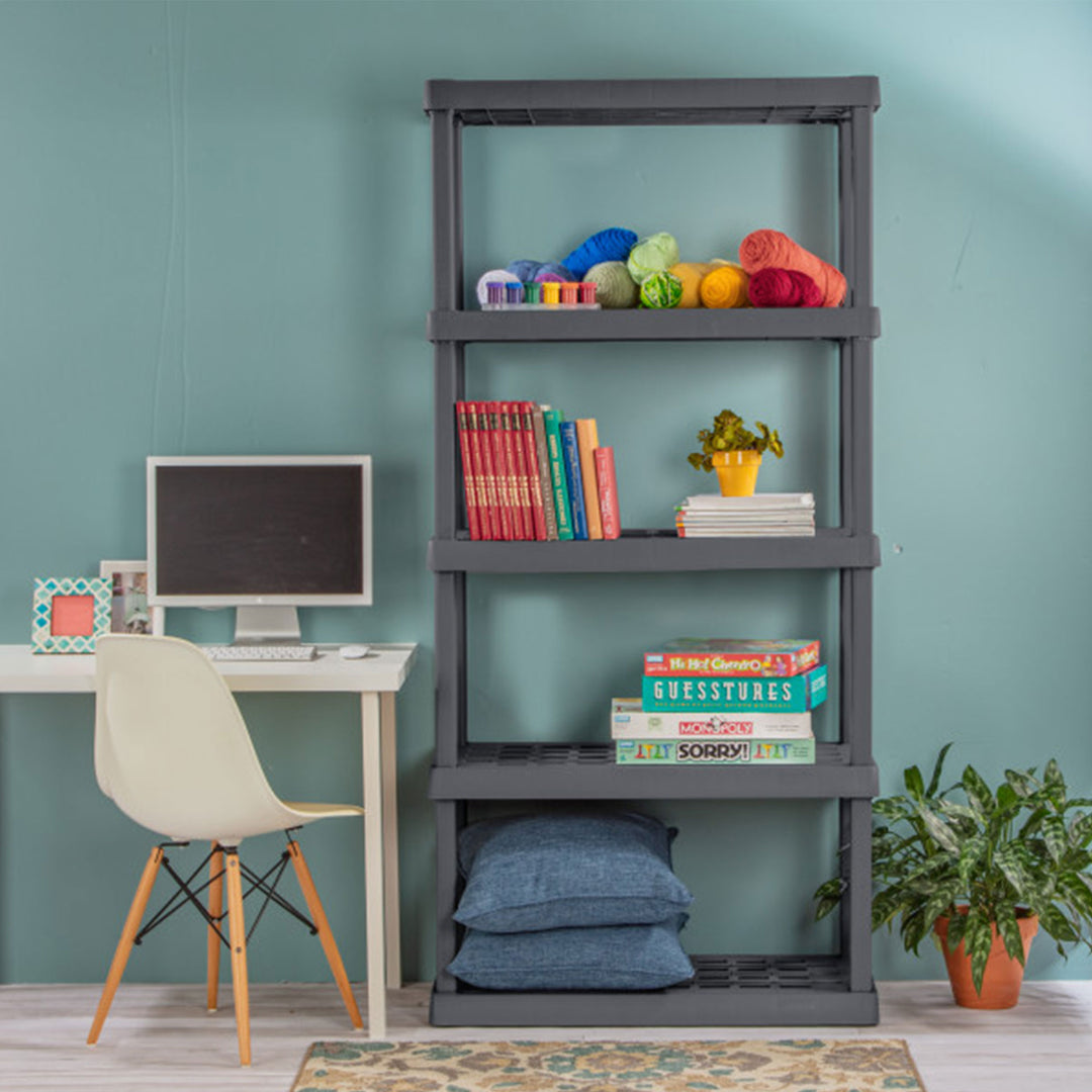 Sterilite 75.2 Inch Heavy Duty Durable 5 Shelf Ventilated Shelving Unit, 3 Pack