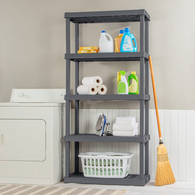 Sterilite 75.2 Inch Heavy Duty Durable 5 Shelf Ventilated Shelving Unit, 3 Pack