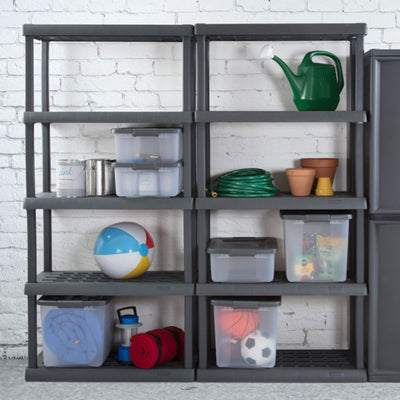 Sterilite 75.2 Inch Heavy Duty Durable 5 Shelf Ventilated Shelving Unit, 3 Pack