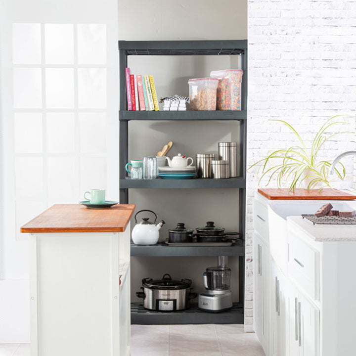 Sterilite 75.2 Inch Heavy Duty Durable 5 Shelf Ventilated Shelving Unit, Gray - VMInnovations