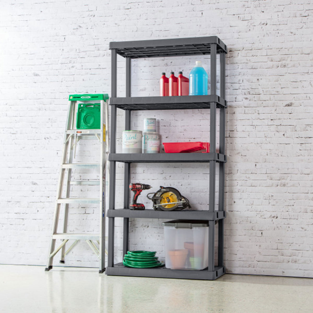 Sterilite 75.2 Inch Heavy Duty Durable 5 Shelf Ventilated Shelving Unit, 3 Pack
