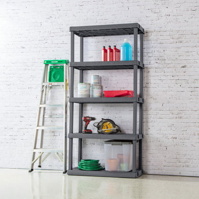 Sterilite 75.2 Inch Heavy Duty Durable 5 Shelf Ventilated Shelving Unit, 3 Pack