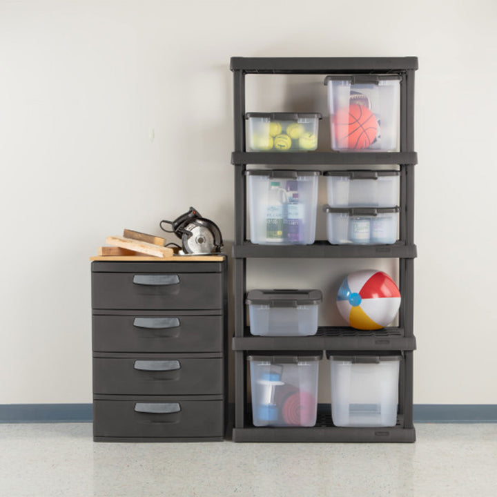 Sterilite 75.2 Inch Heavy Duty Durable 5 Shelf Ventilated Shelving Unit, 3 Pack