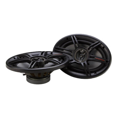 Crunch 2 Pair 6x9 Coaxial Speakers with QPower 4-Hole Wedge Speaker Enclosure