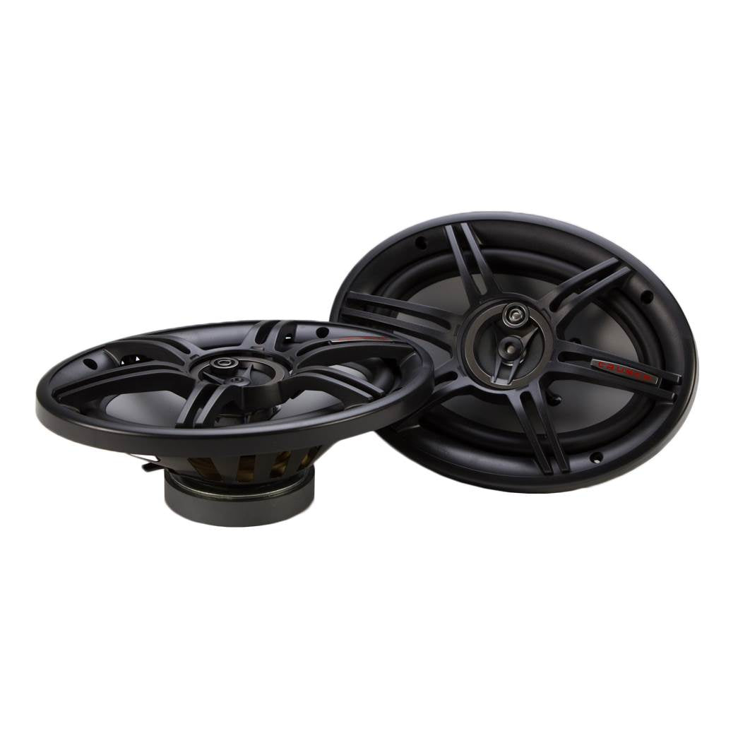 Crunch 6 x 9 Inch Coaxial Speakers with QPower Wedge Speaker Box Enclosures