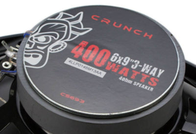 Crunch 2 Pair 6x9 Coaxial Speakers with QPower 4-Hole Wedge Speaker Enclosure