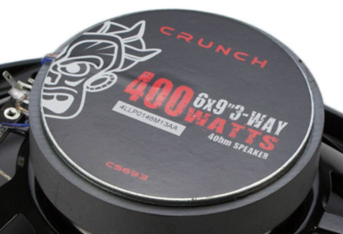 Crunch 6 x 9 Inch Coaxial Speakers with QPower Wedge Speaker Box Enclosures