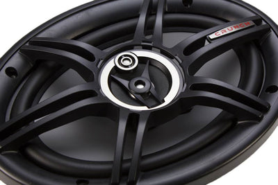 Crunch 2 Pair 6x9 Coaxial Speakers with QPower 4-Hole Wedge Speaker Enclosure