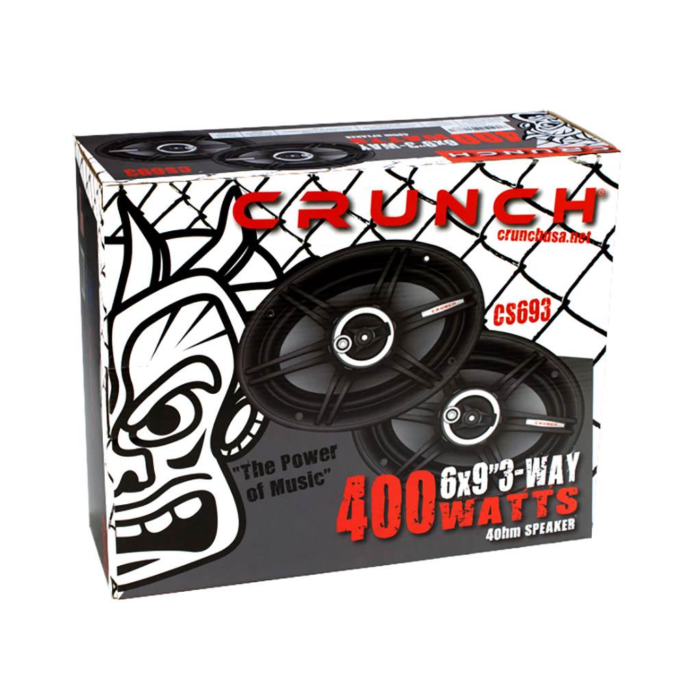 Crunch 6 x 9 Inch Coaxial Speakers with QPower Wedge Speaker Box Enclosures
