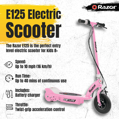 Razor E125 Motorized 24-Volt Rechargeable Electric Scooter, Pink (Used) (2 Pack)