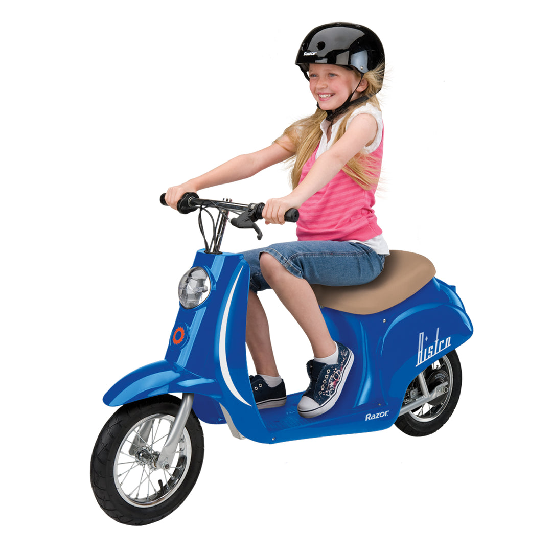 Razor Pocket Mod Miniature Euro 24V Electric Kids Ride On Retro Scooter, Blue