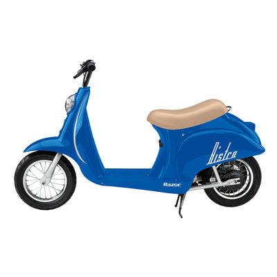 Razor Pocket Mod Miniature Euro 24V Electric Kids Ride On Retro Scooter, Blue