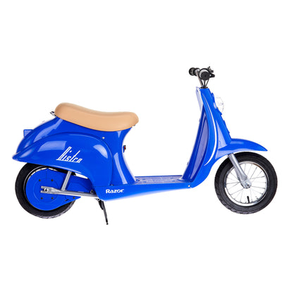 Razor Pocket Mod Miniature Euro 24V Electric Kids Ride On Retro Scooter, Blue