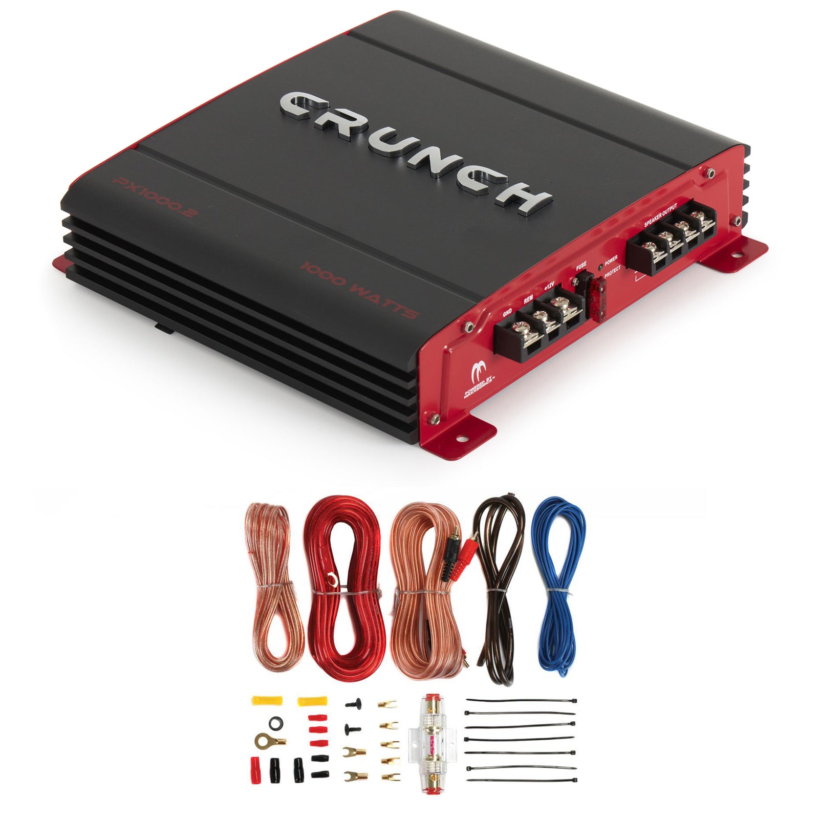 Crunch PX-1000.2 1000W Car Stereo Amp & Soundstorm AKS8 8 Gauge Amp Wiring Kit - VMInnovations