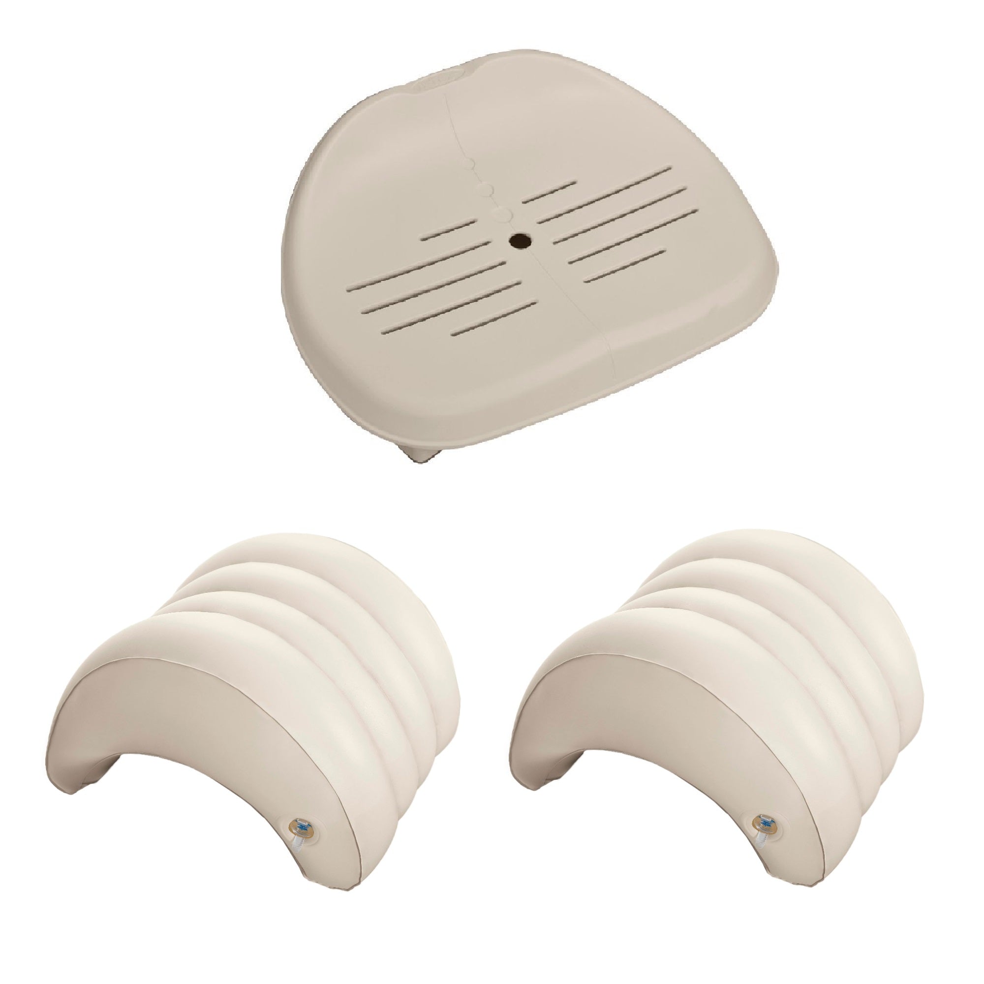 Intex Inflatable Slip Resistant Spa Seat and (2 Pack) Inflatable Spa Headrest