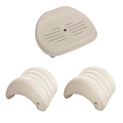 Intex Inflatable Slip Resistant Spa Seat and (2 Pack) Inflatable Spa Headrest