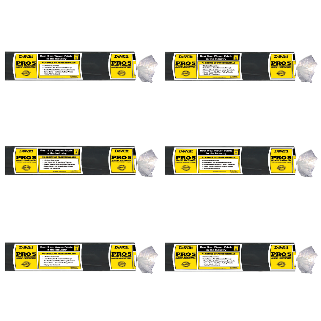 DeWitt P4 Pro 5 Commercial Landscape 5-Oz Weed Barrier Fabric, 4 x 250' (6 Pack)