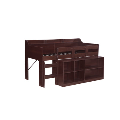 Rack Furniture Hamilton Twin Sized Loft Bed Frame with Storage Unit, Espresso
