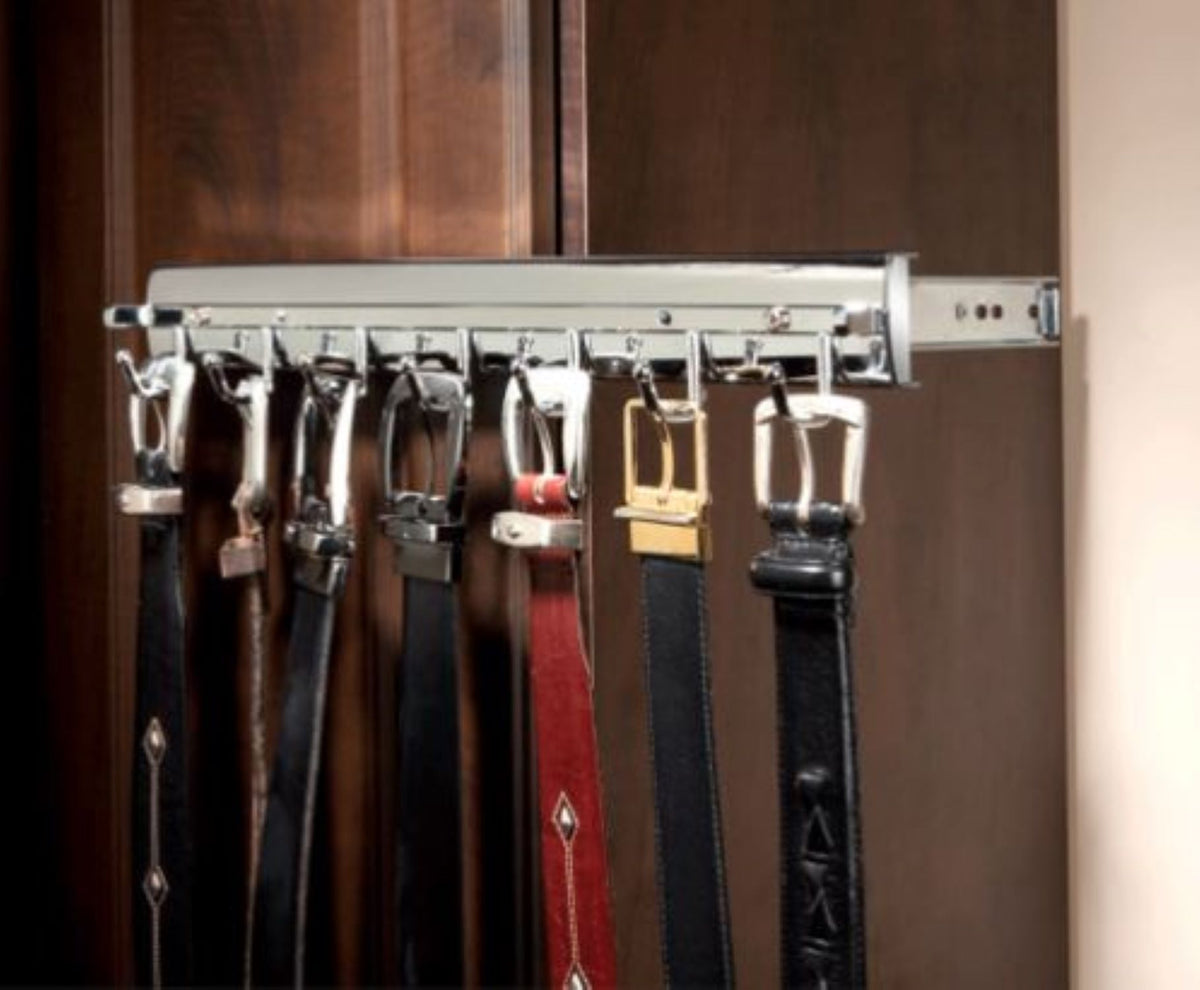 Rev-A-Shelf Sidelines CSWBRSL-14-SC-1 14 Inch Swivel Belt Rack, Satin Chrome