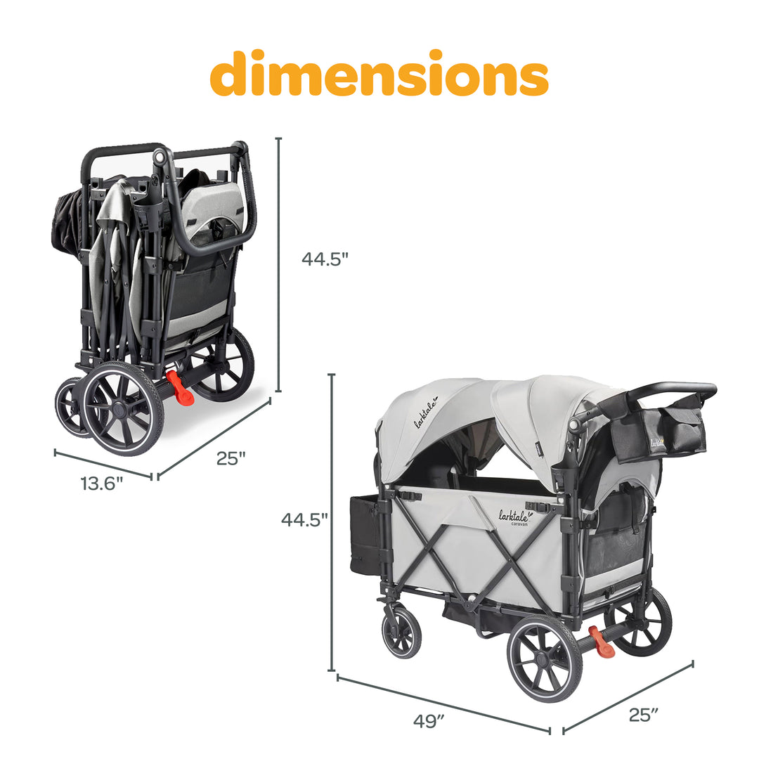 Larktale Caravan V3 Stroller, 2-Seater Kids Wagon, 207 lb Capacity, Avalon Gray