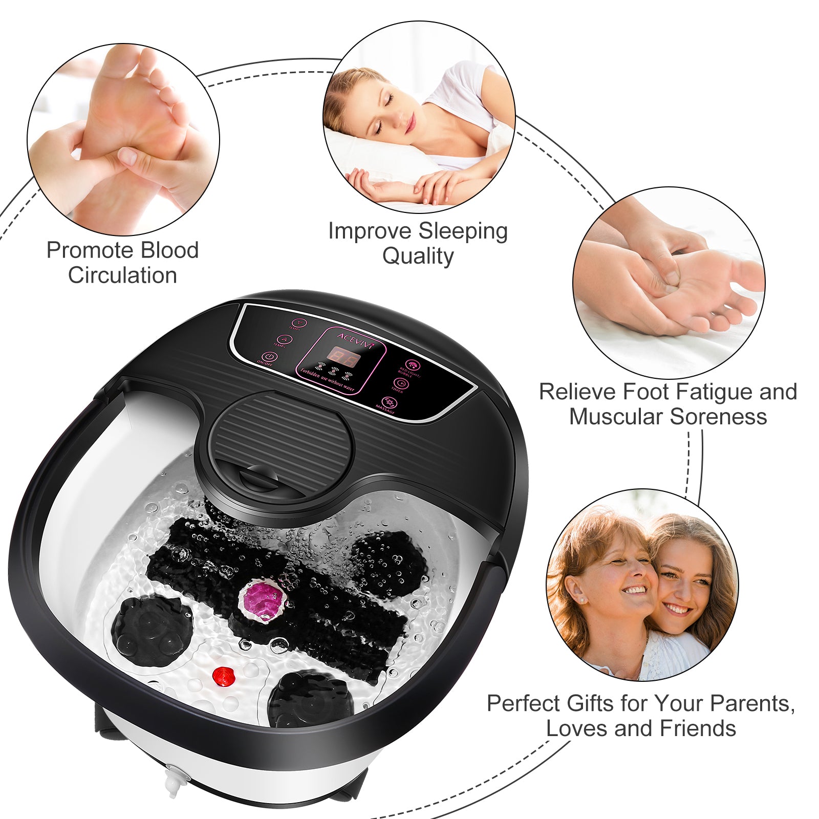 ACEVIVI Multi Mode Home Heated Massaging Foot Spa Bath with Maize Roller (Used) - VMInnovations