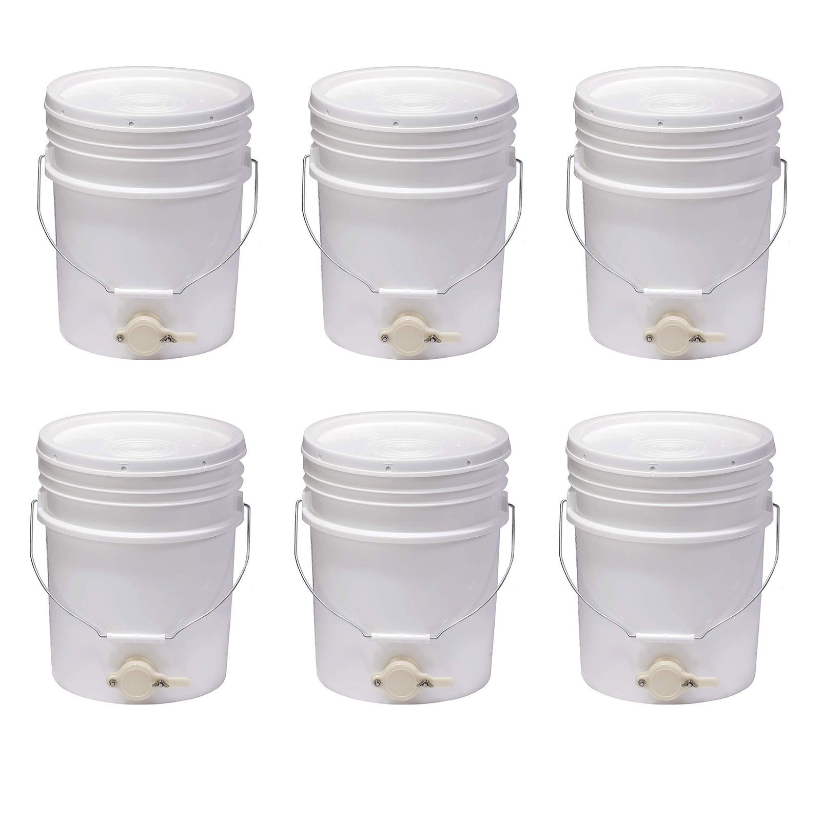 Little Giant BKT5 Plastic Honey Bucket w/ Gate for Beekeeping, 5 Gallon (6 Pack) - VMInnovations