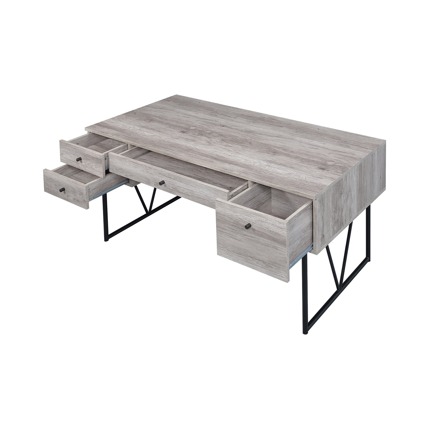 Coaster Home 4 Drawer Home Office Writing Desk, Grey Driftwood Finish (Used) - VMInnovations