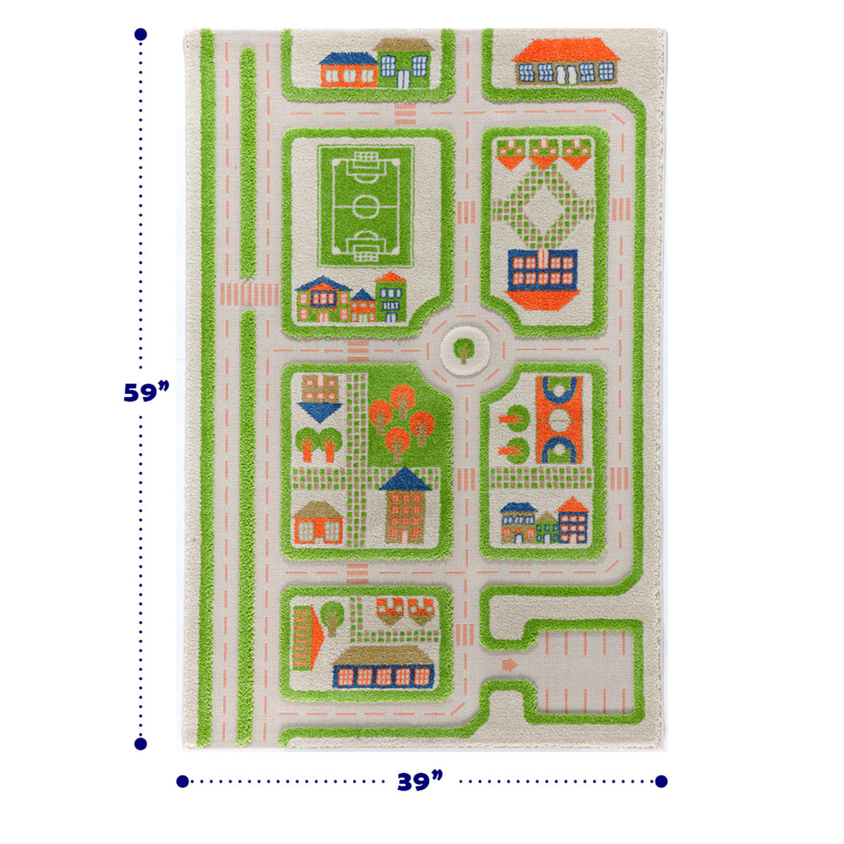 IVI 3D Play Carpet 59 x 39-inch Green Traffic Floor Rug Mat for Kids, Medium - VMInnovations