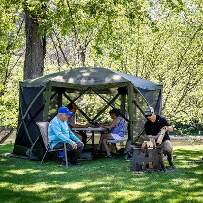 Clam Quick-Set Pavilion 12.5 x 12.5 Foot Portable Canopy Shelter, Green (Used)