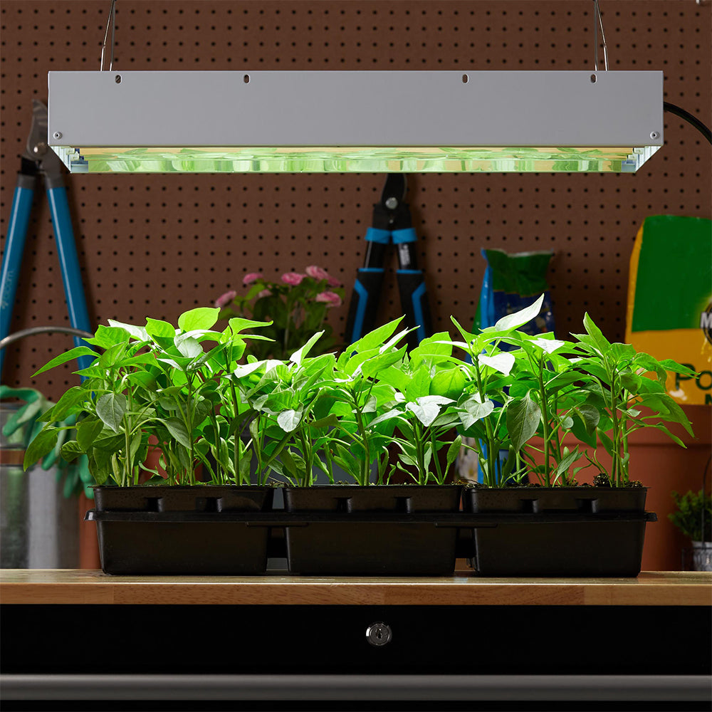 AgroBrite FLT48 8-Tube Hydroponic 2' Grow 432W Light Fixture with Bulbs, White - VMInnovations