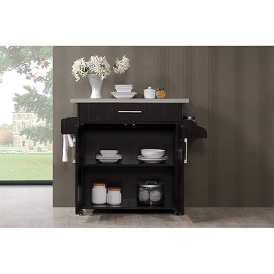 Hodedah Wheeled Kitchen Island with Spice Rack and Towel Holder (Open Box)