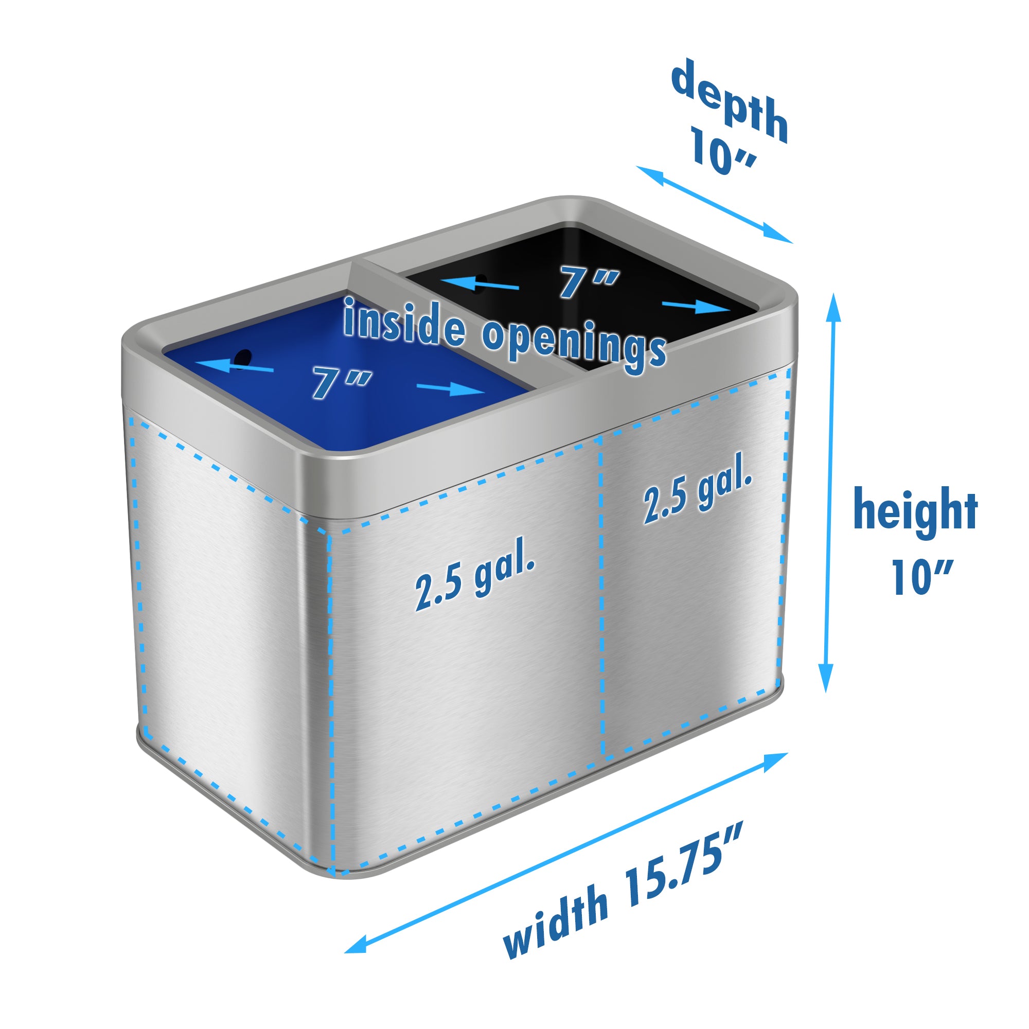 iTouchless 5.3 Gallon Dual Trash Can and Recycle Container (Open Box)