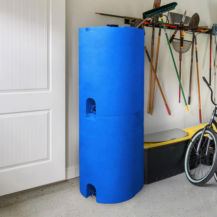 WaterPrepared 55 Gal Stackable Design Utility Water Tank with Large Cap, Blue