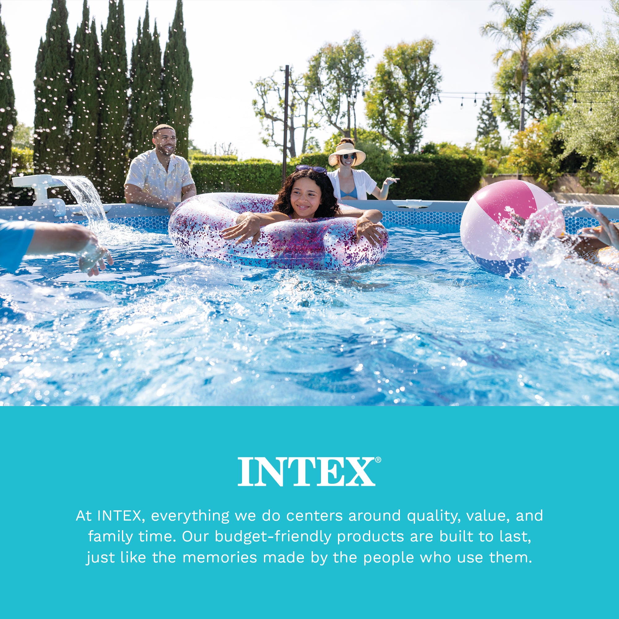 Intex 28090E Above Ground Swimming Pool 3 Colored LED Relaxing Waterfall Cascade