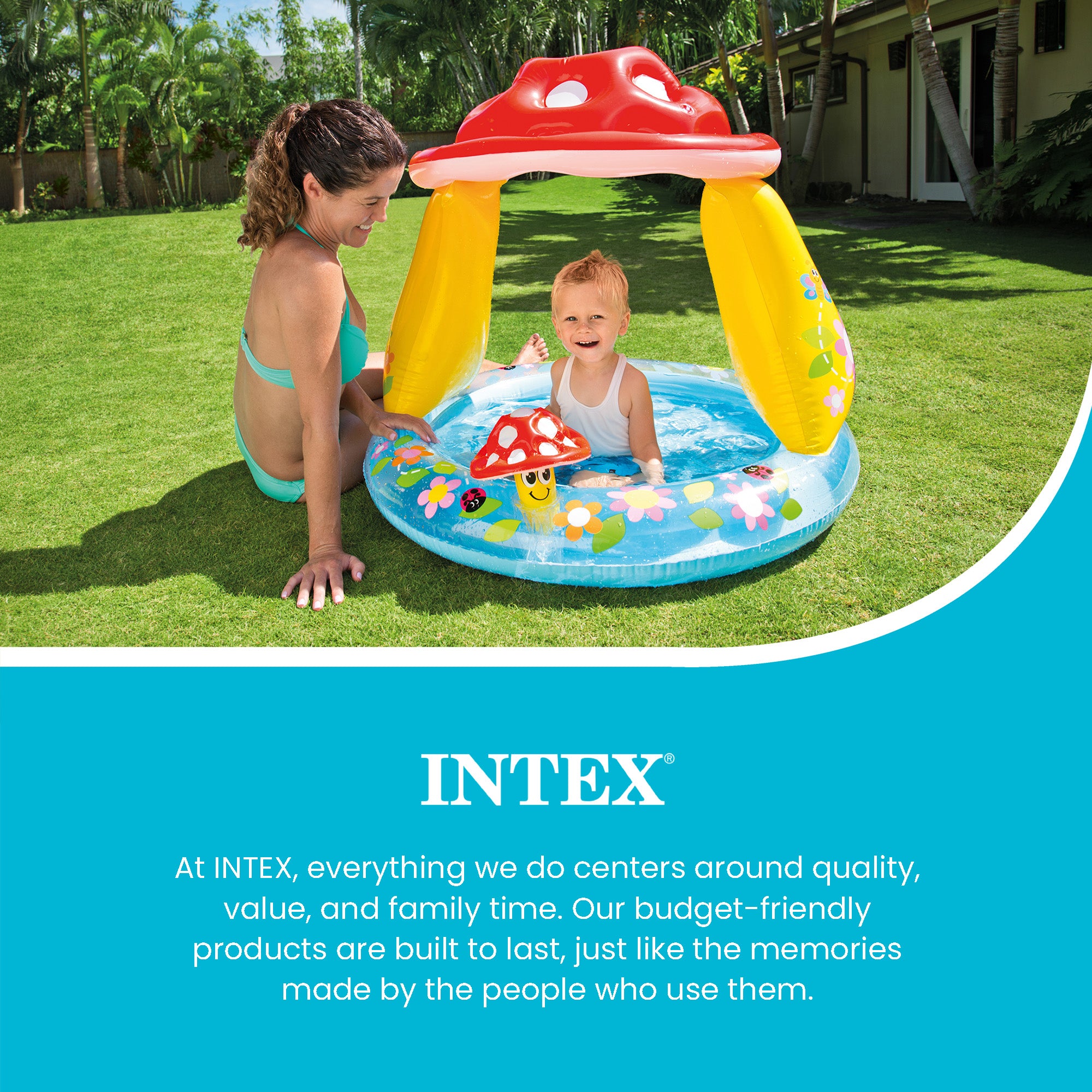 Intex Inflatable Mushroom Water Play Center Kiddie Baby Swimming Pool Ages 1-3