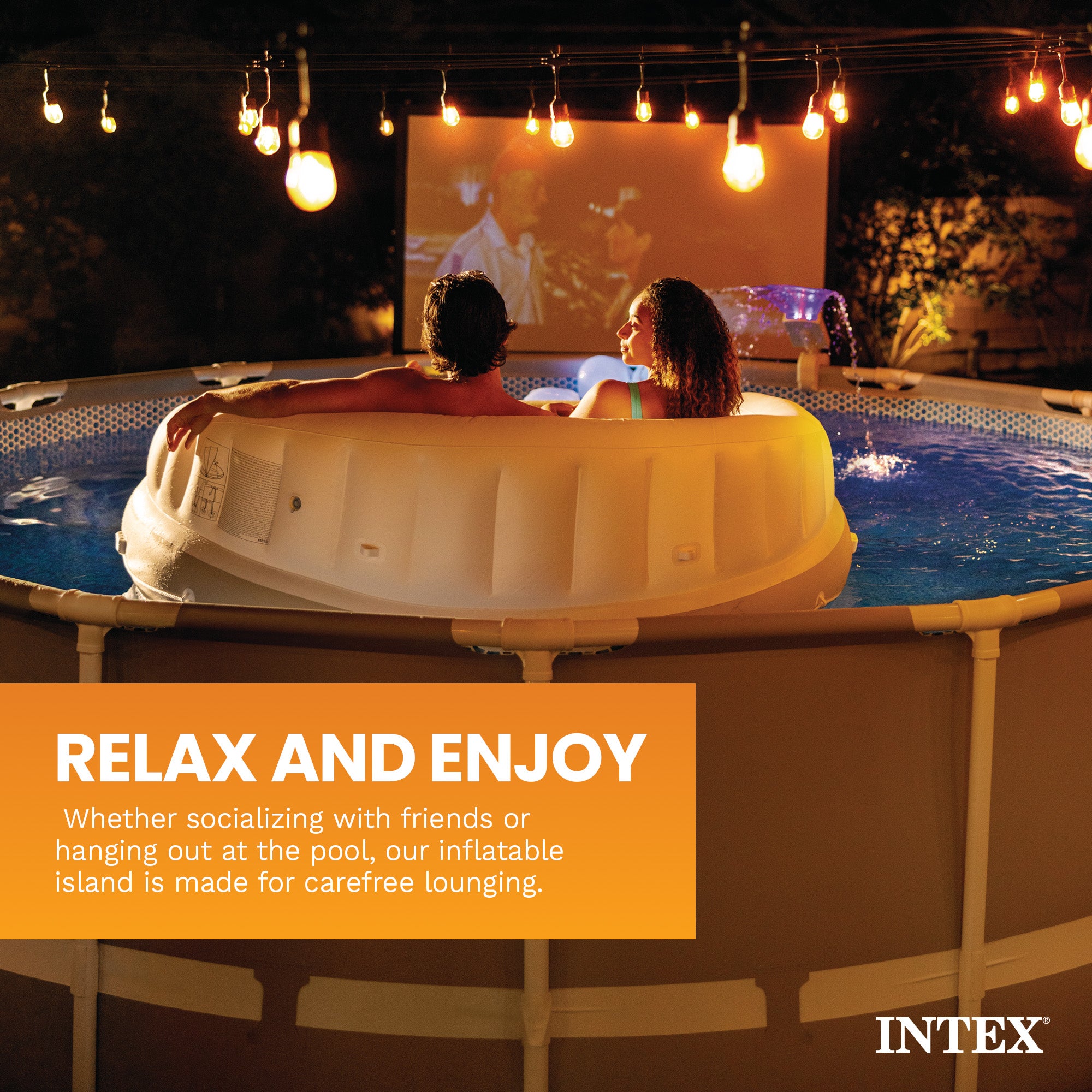 Intex 78 x 59 Inch White Inflatable Canopy Island Lounge Raft with Shade (Used) - VMInnovations