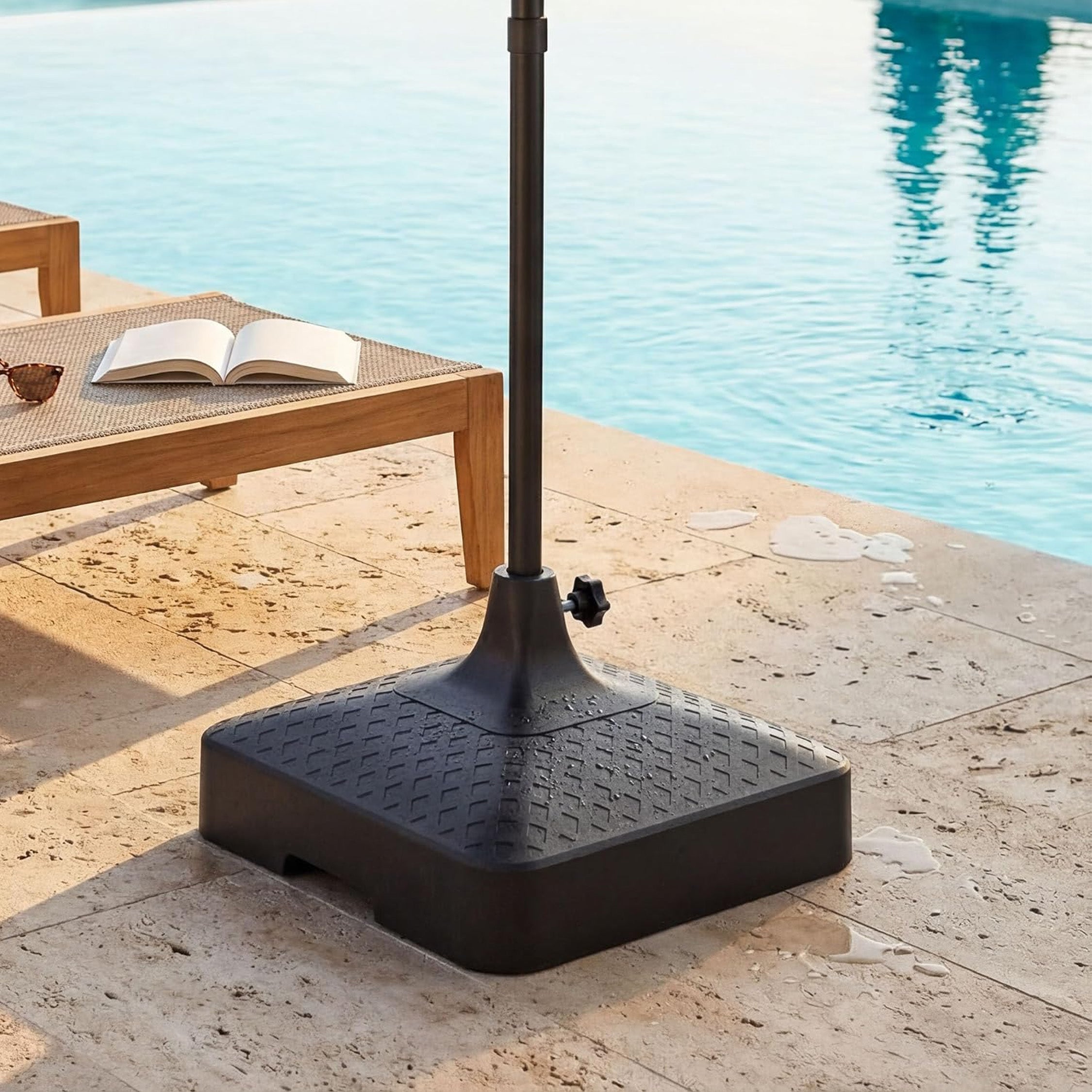 Tierra Verde 19.5" x 6.5"H Square Easy-Fill Weatherproof Umbrella Base, Black