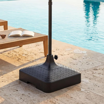 Tierra Verde 19.5" x 6.5"H Square Easy-Fill Weatherproof Umbrella Base, Black