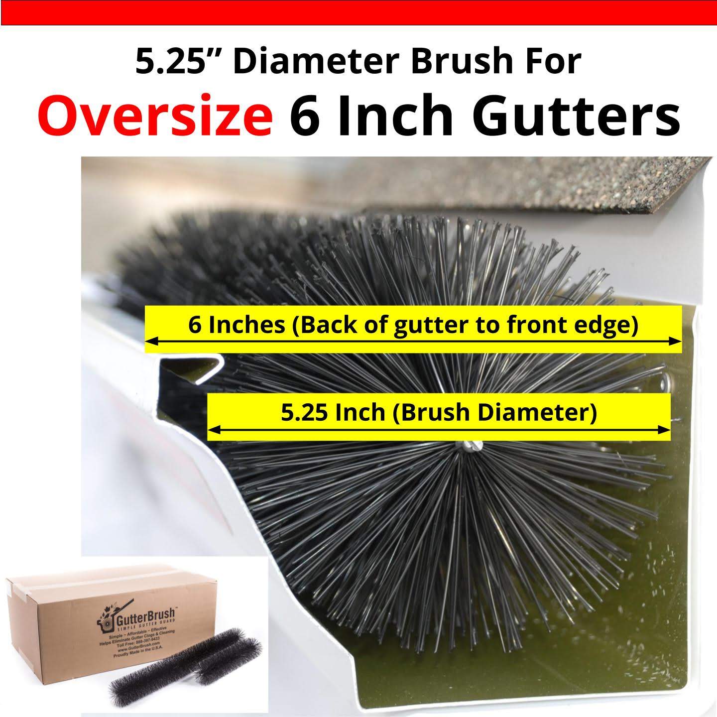 GutterBrush 6" Roof Rain Leaf Gutter Guard w/ Bristles, 60 Ft. Pack (Open Box)