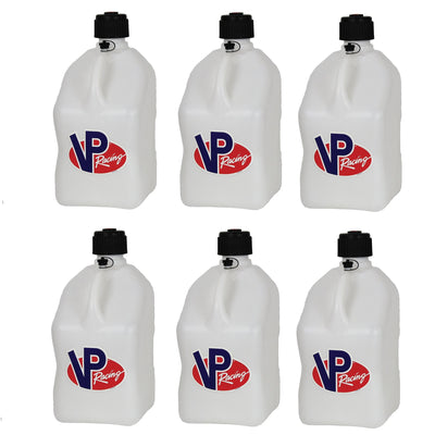 VP Racing Motorsport 5.5 Gal Square Plastic Utility Jugs, White (6 Pack)